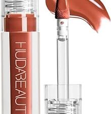 HUDA BEAUTY Faux Filler Shiny Non-Sticky Lip Gloss Foxy - Caramel Brown 0.13FL.OZ / 3.9ml